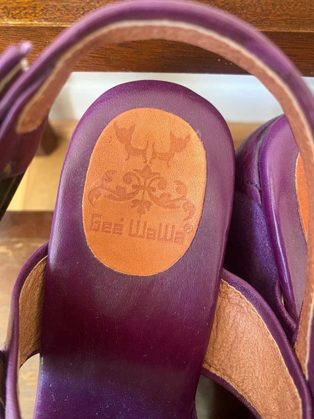 Purple Suede Platform Wedge Sandals - Picture 7 of 8